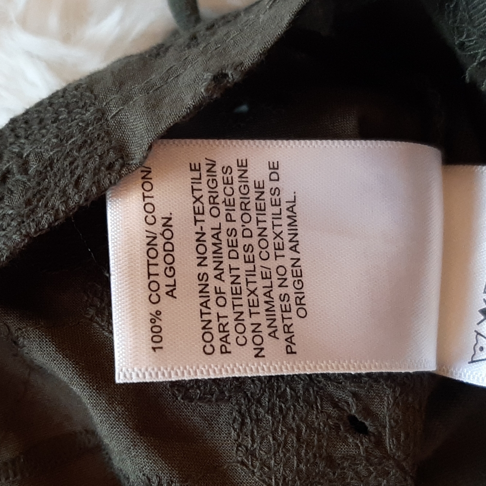 Lucky Brand Olive Green embroidered top, size large, NWT - Picture 7 of 10